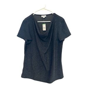 NWT Vintage Y2K Era Black Jaclyn Smith For Sears Sparkle Metallic Blouse XL